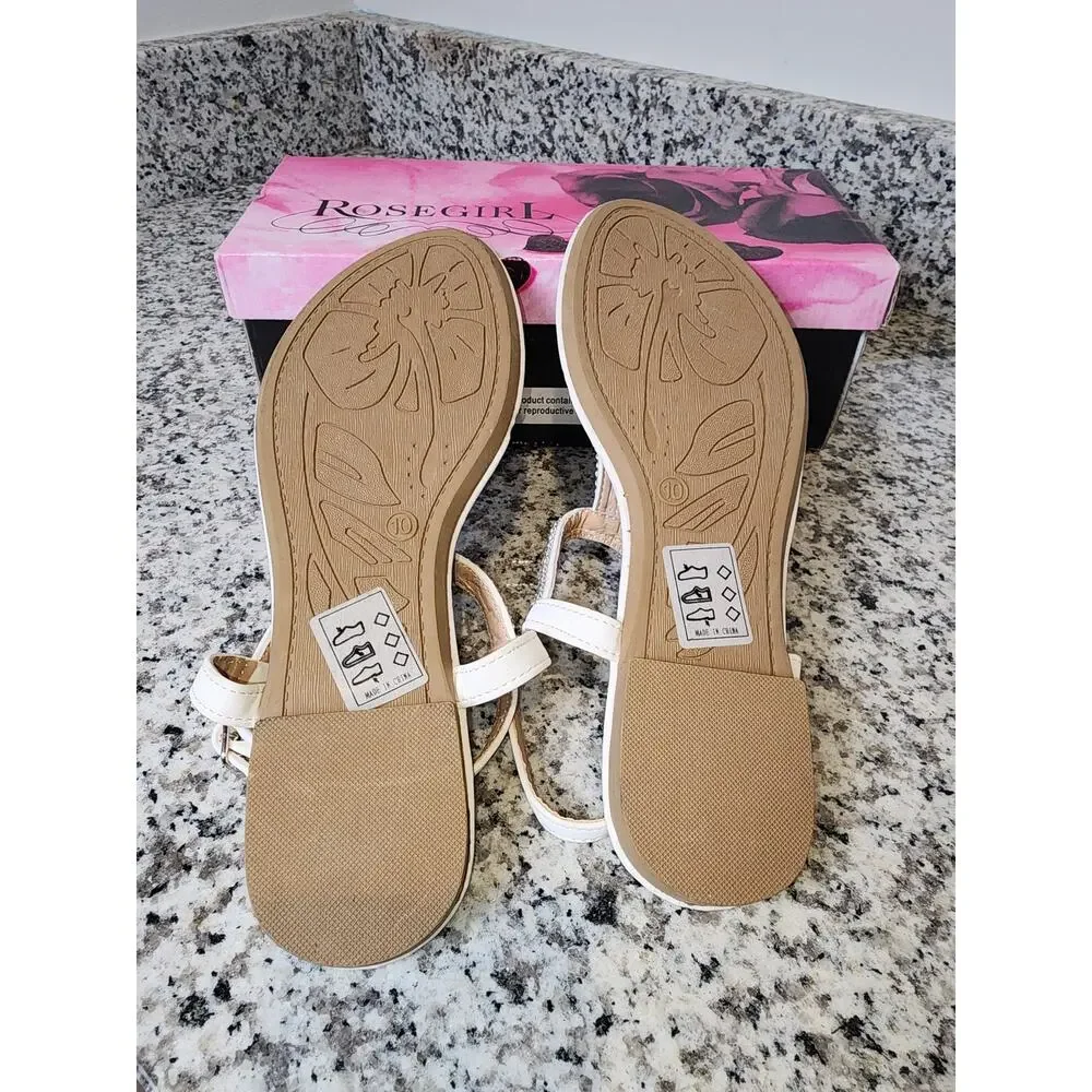 Rosegirl Cream and Rhinestone strap sandals